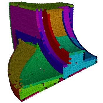 A fandisk model partitioned into several flat proxy regions.