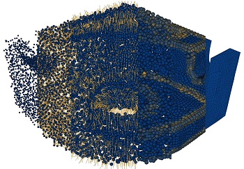 A CAD model sliced into different parts representing the different stages of the geometry processing pipeline acting on the model.